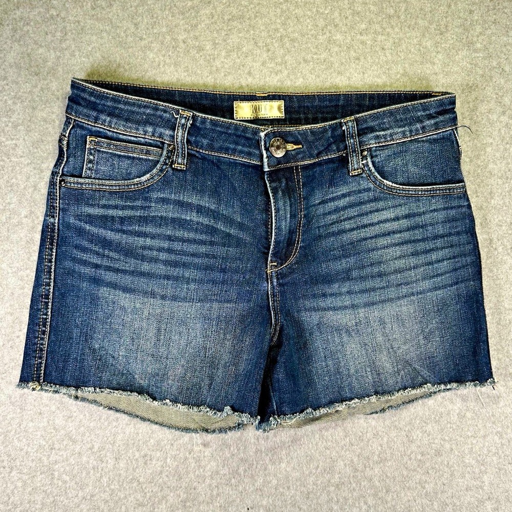 KUT From The Kloth Gidget Fray Short Womens 8 Blue Denim Mid Rise 4" Inseam